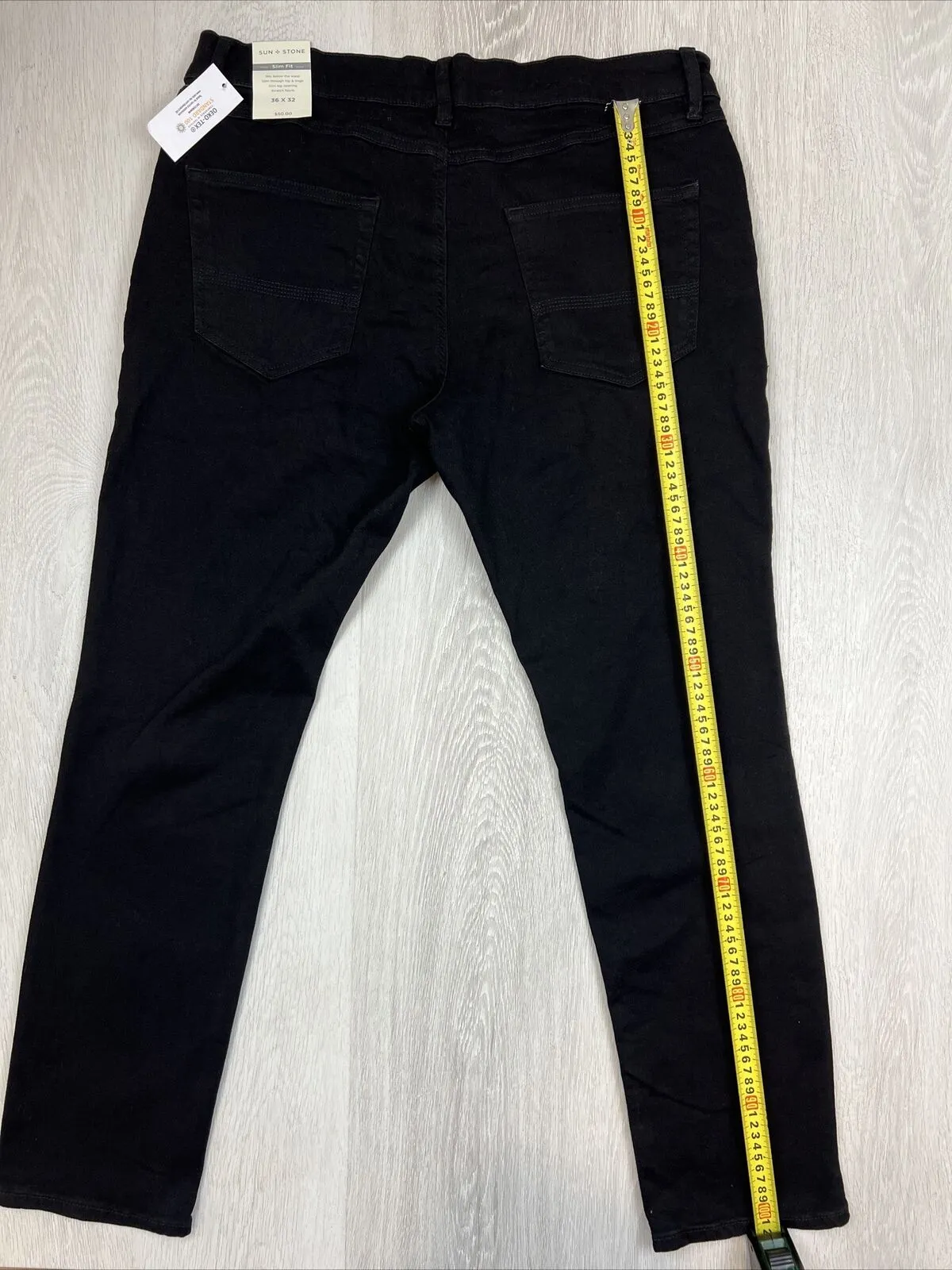 Sun   Stone Mens Black Slim Fit Jeans Size 36 x 32 (New)