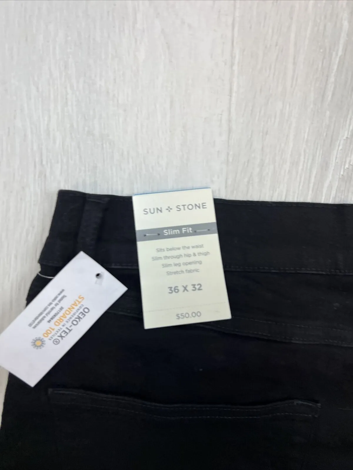 Sun   Stone Mens Black Slim Fit Jeans Size 36 x 32 (New)