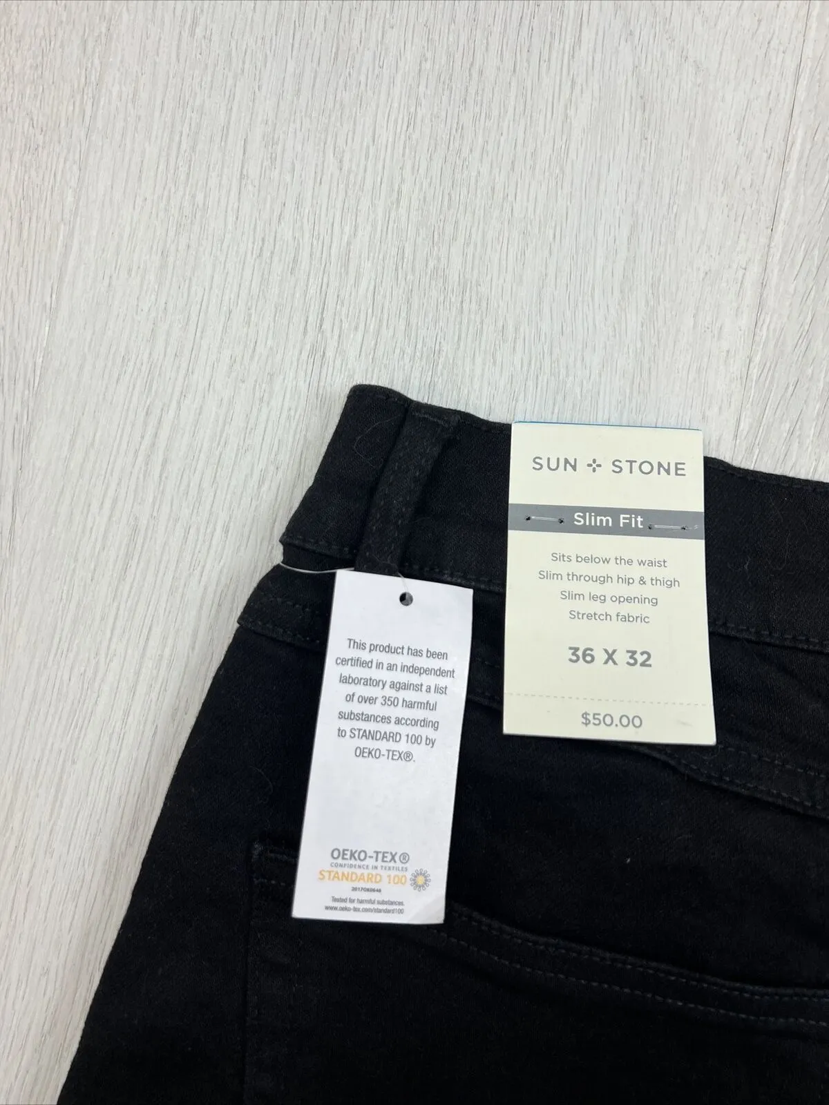 Sun   Stone Mens Black Slim Fit Jeans Size 36 x 32 (New)