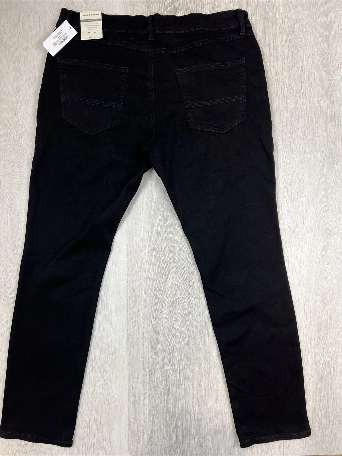 Sun   Stone Mens Black Slim Fit Jeans Size 36 x 32 (New)