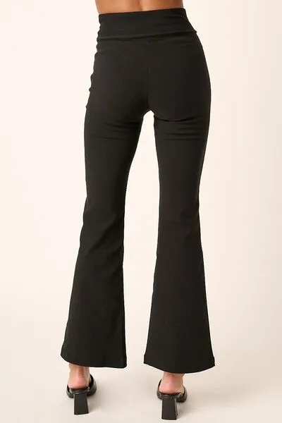 Surplice V Waist Flare Pants - Black