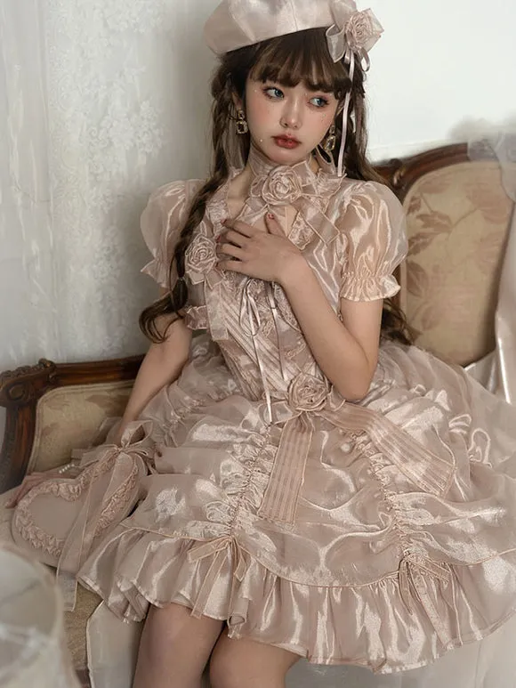 Sweet Lolita Dress Polyester Short Sleeves Sweet Dress