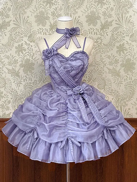 Sweet Lolita Dress Polyester Short Sleeves Sweet Dress