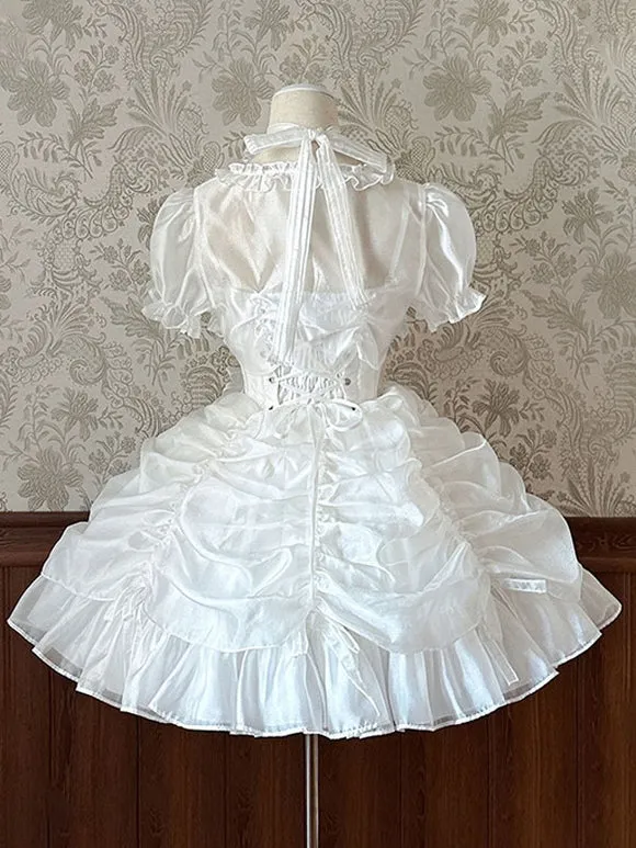 Sweet Lolita Dress Polyester Short Sleeves Sweet Dress