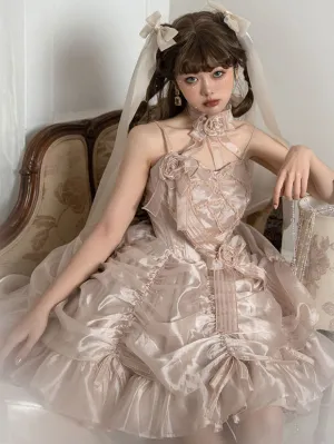 Sweet Lolita Dress Polyester Short Sleeves Sweet Dress