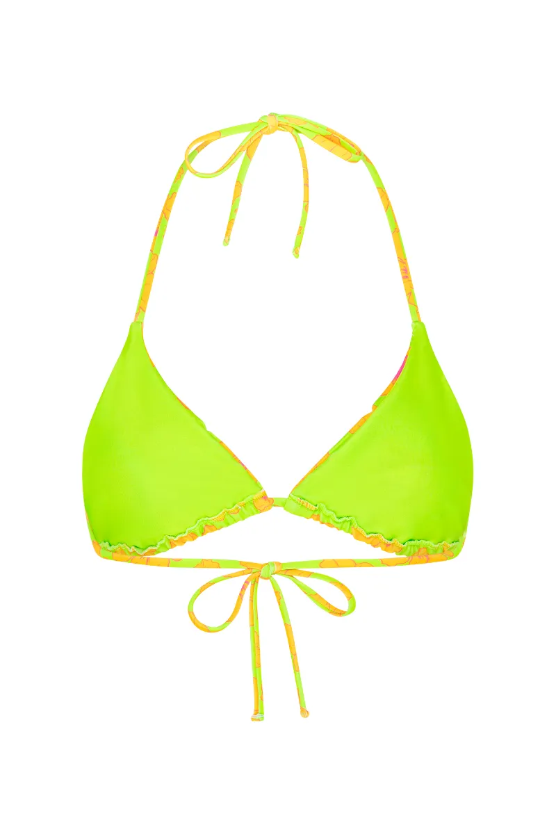 Tallows Tri Top in Orange and Green Hibiscus