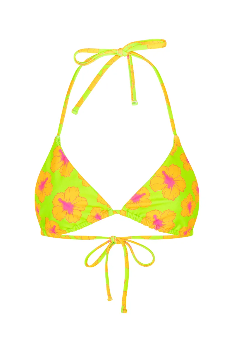 Tallows Tri Top in Orange and Green Hibiscus