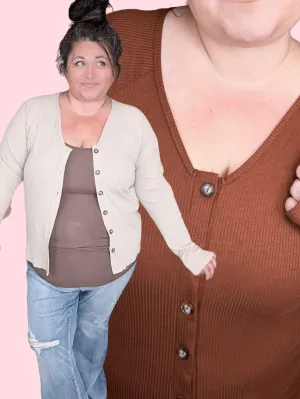 Talullah Button Front Long Sleeve Cardigan in Solids