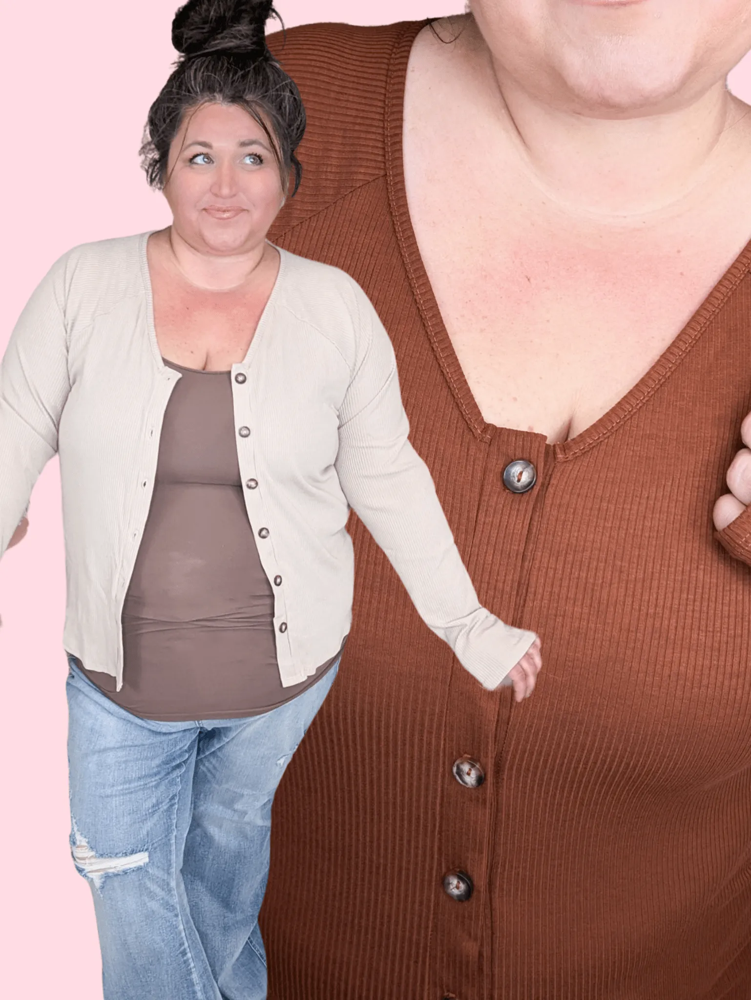 Talullah Button Front Long Sleeve Cardigan in Solids