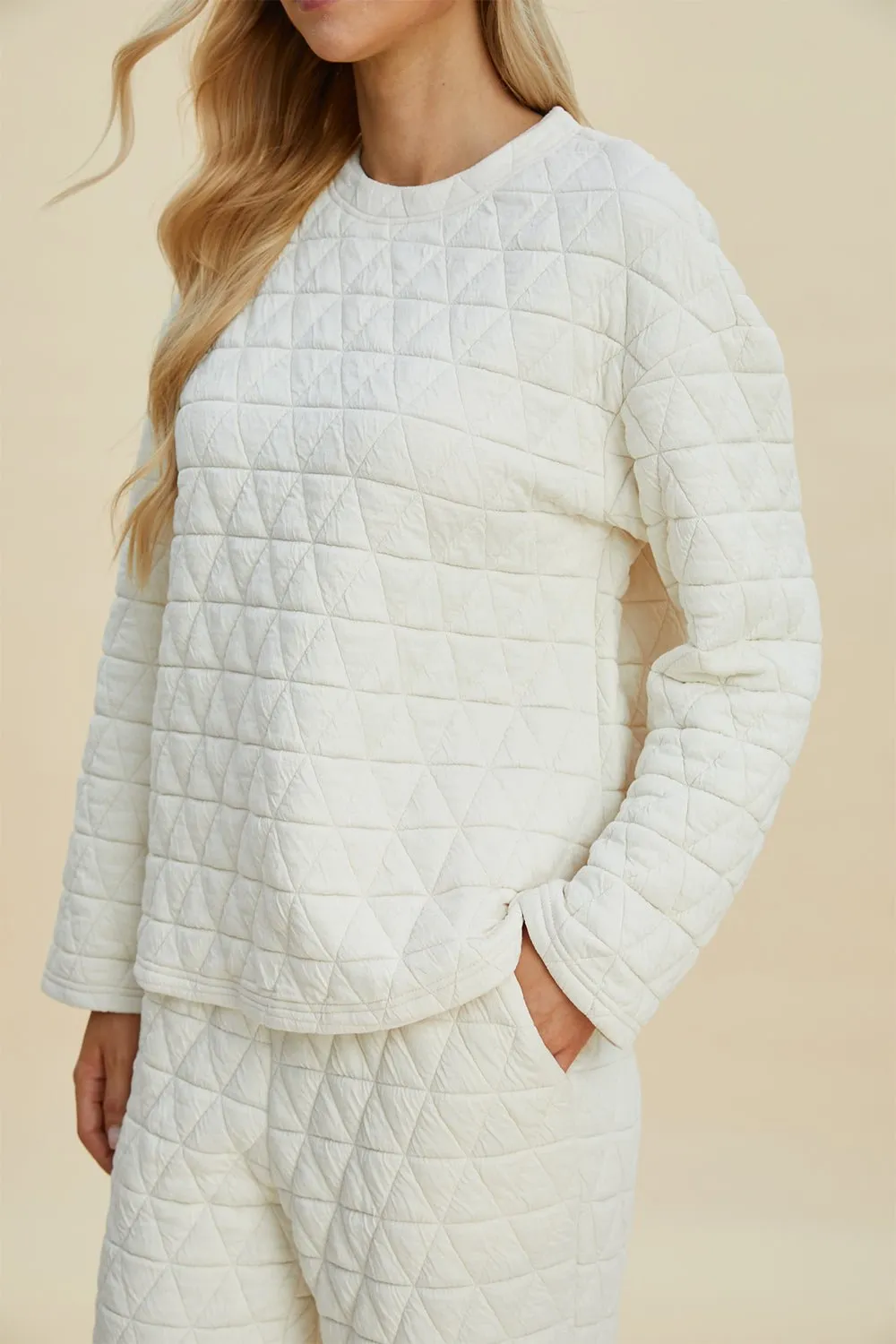 Textured Long Sleeve Top and Pants Set
