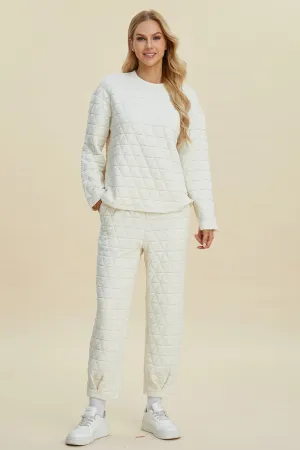 Textured Long Sleeve Top and Pants Set