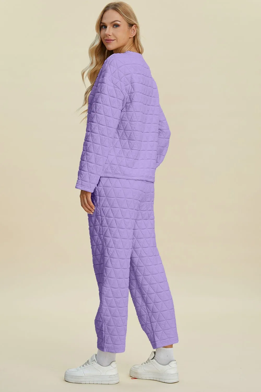 Textured Long Sleeve Top and Pants Set