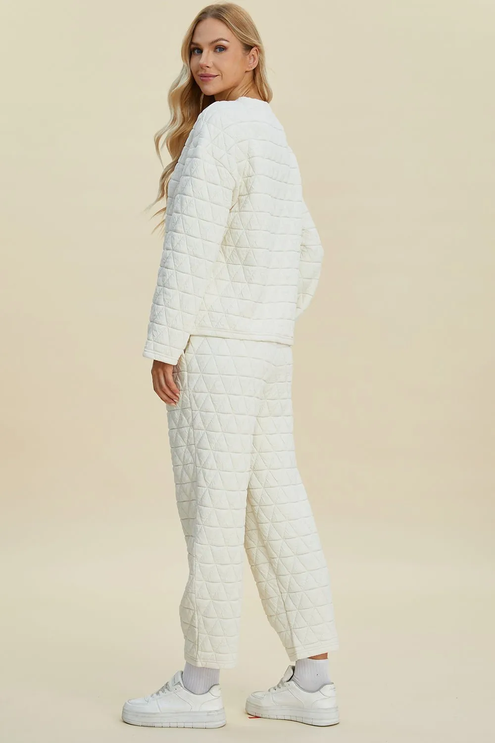 Textured Long Sleeve Top and Pants Set