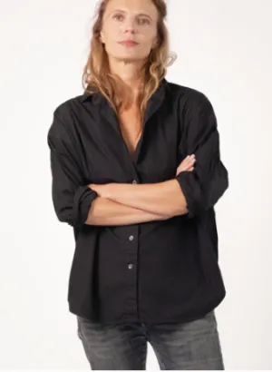 The Isabella Japanese Poplin Shirt Black