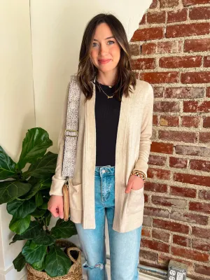 The Kara Open Front Cardigan in Oatmeal