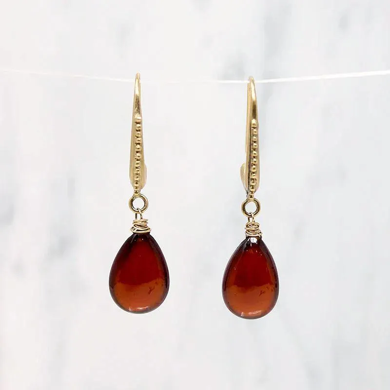 The Mughal Earring with Glossy Garnet Drops by brunet
