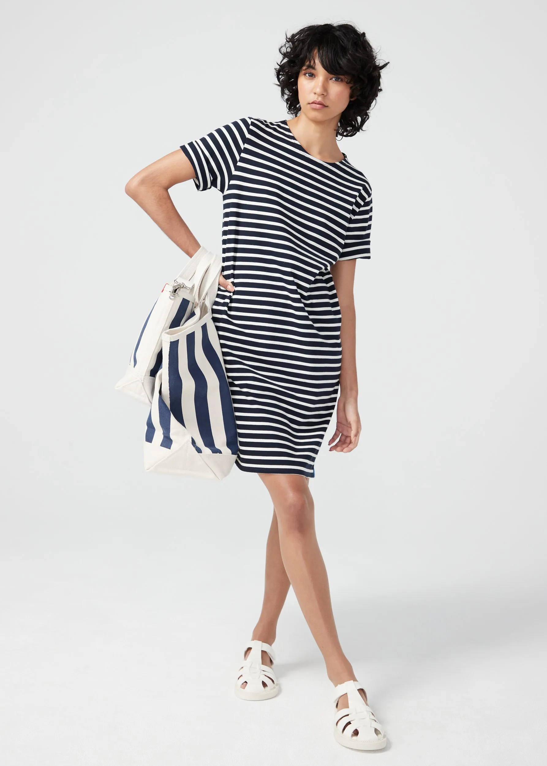 The Tee Dress - Navy/Cream