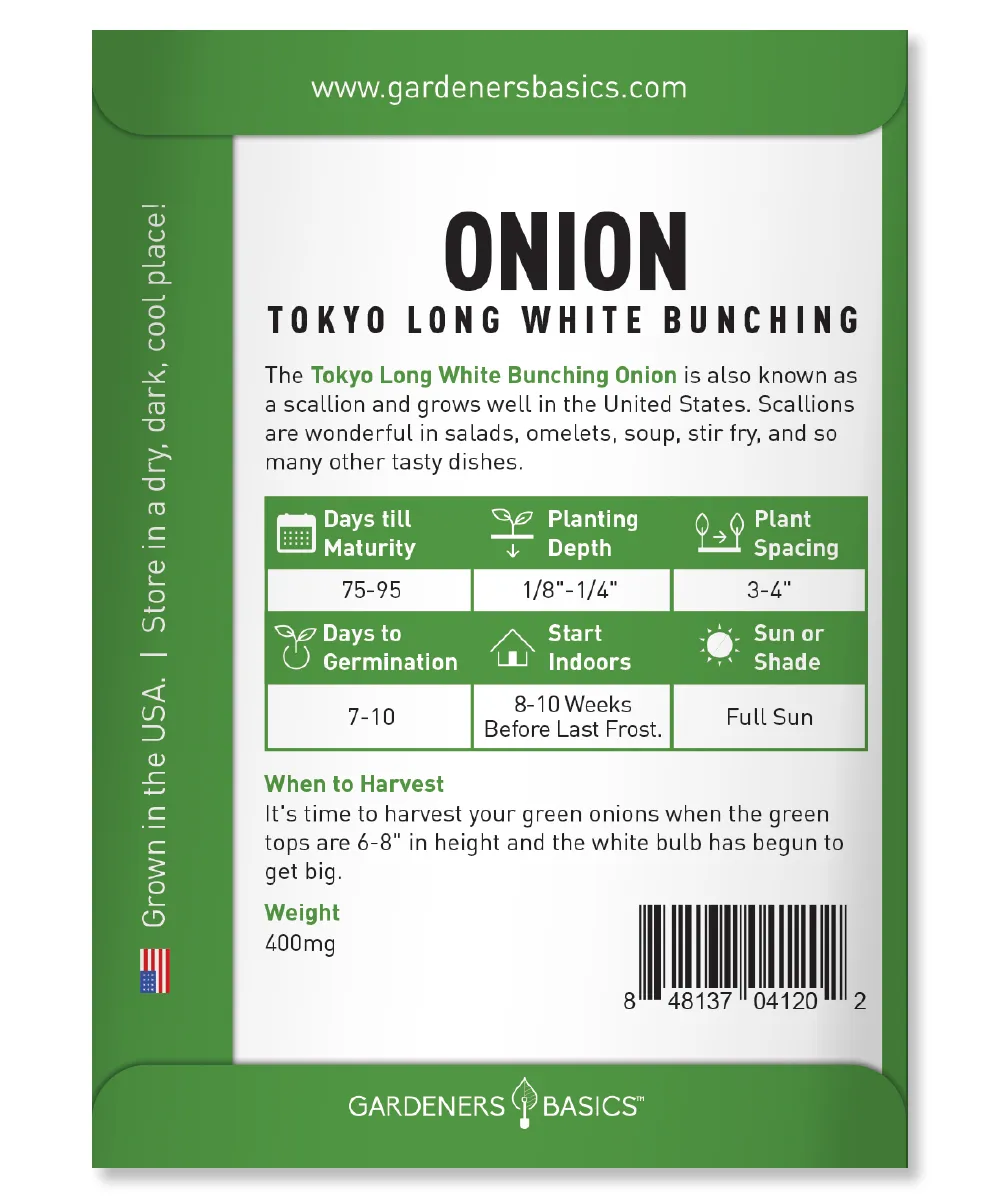 Tokyo Long White Bunching Onion Seeds