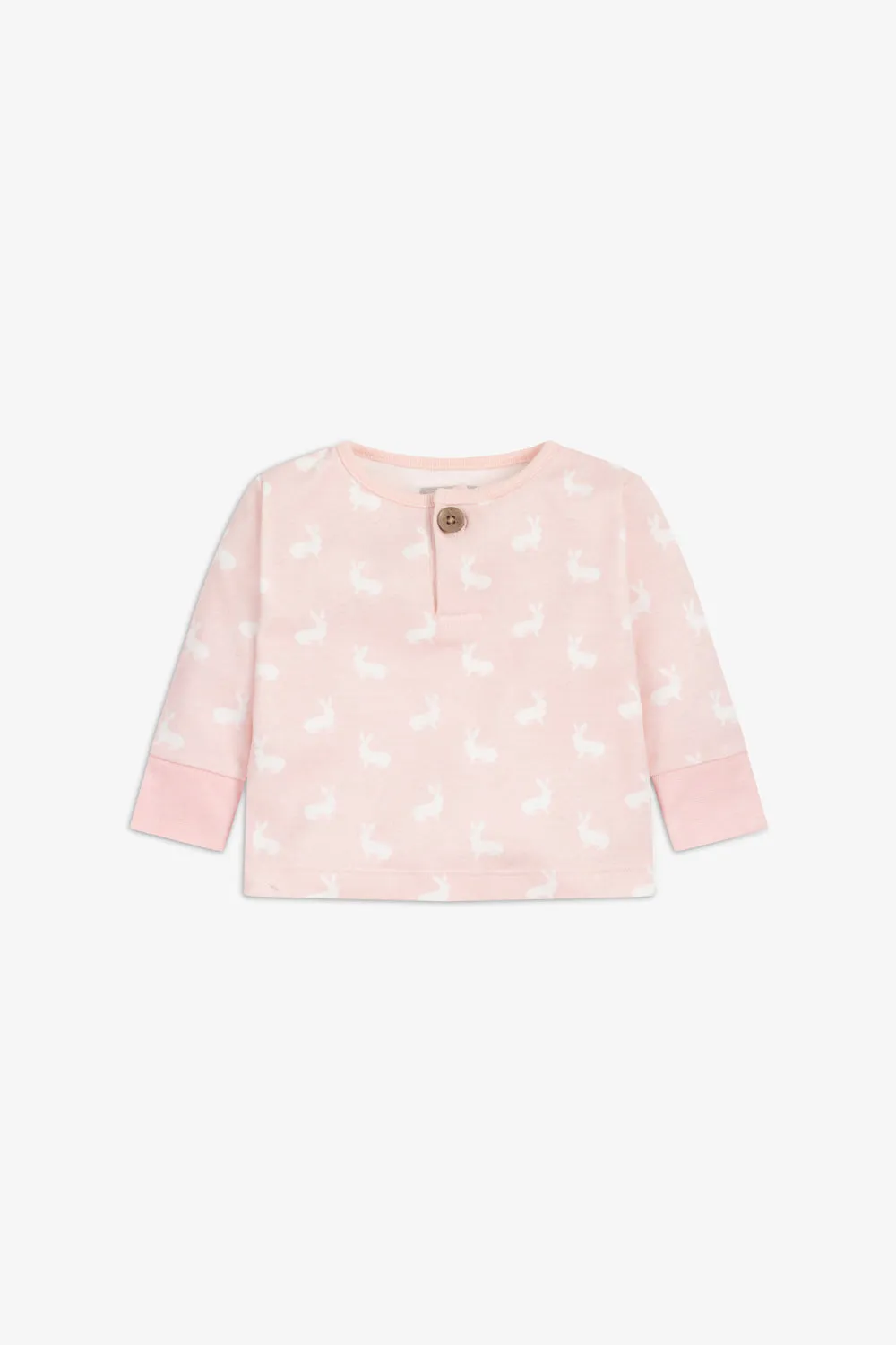 Top and Pants Set, rose pink hare print