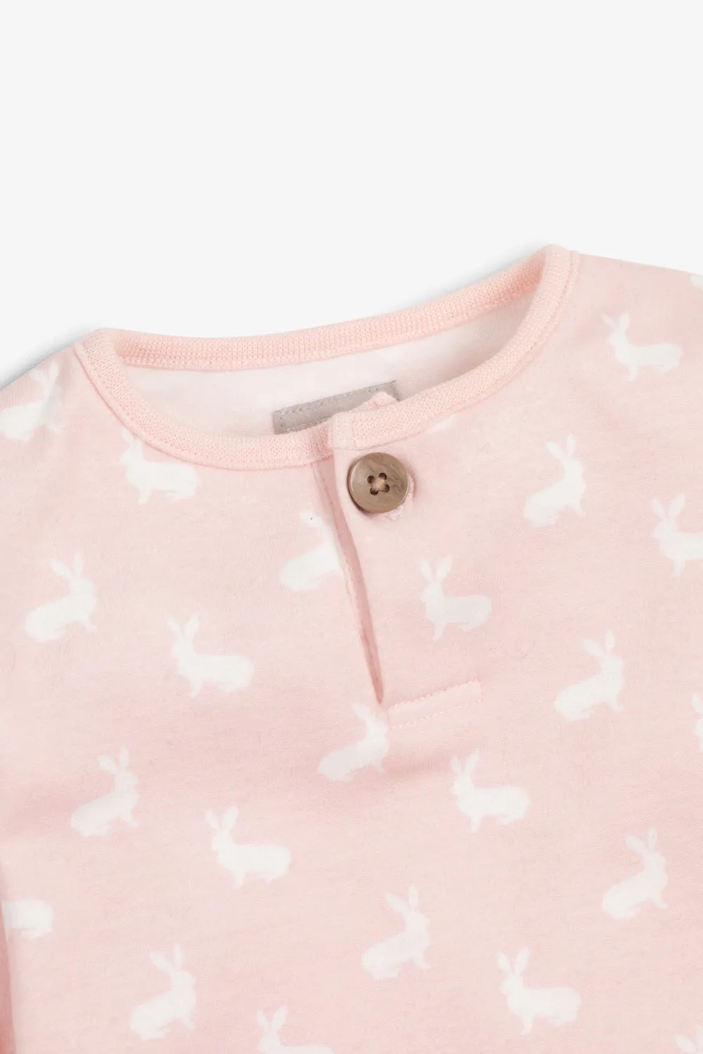 Top and Pants Set, rose pink hare print