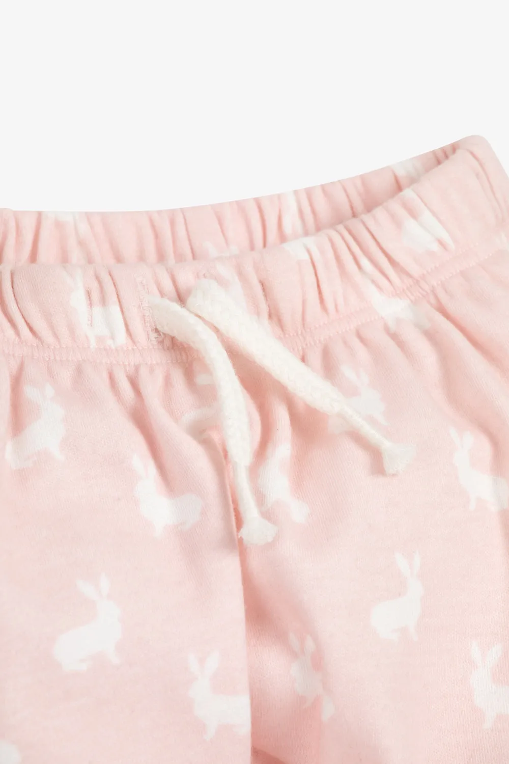 Top and Pants Set, rose pink hare print