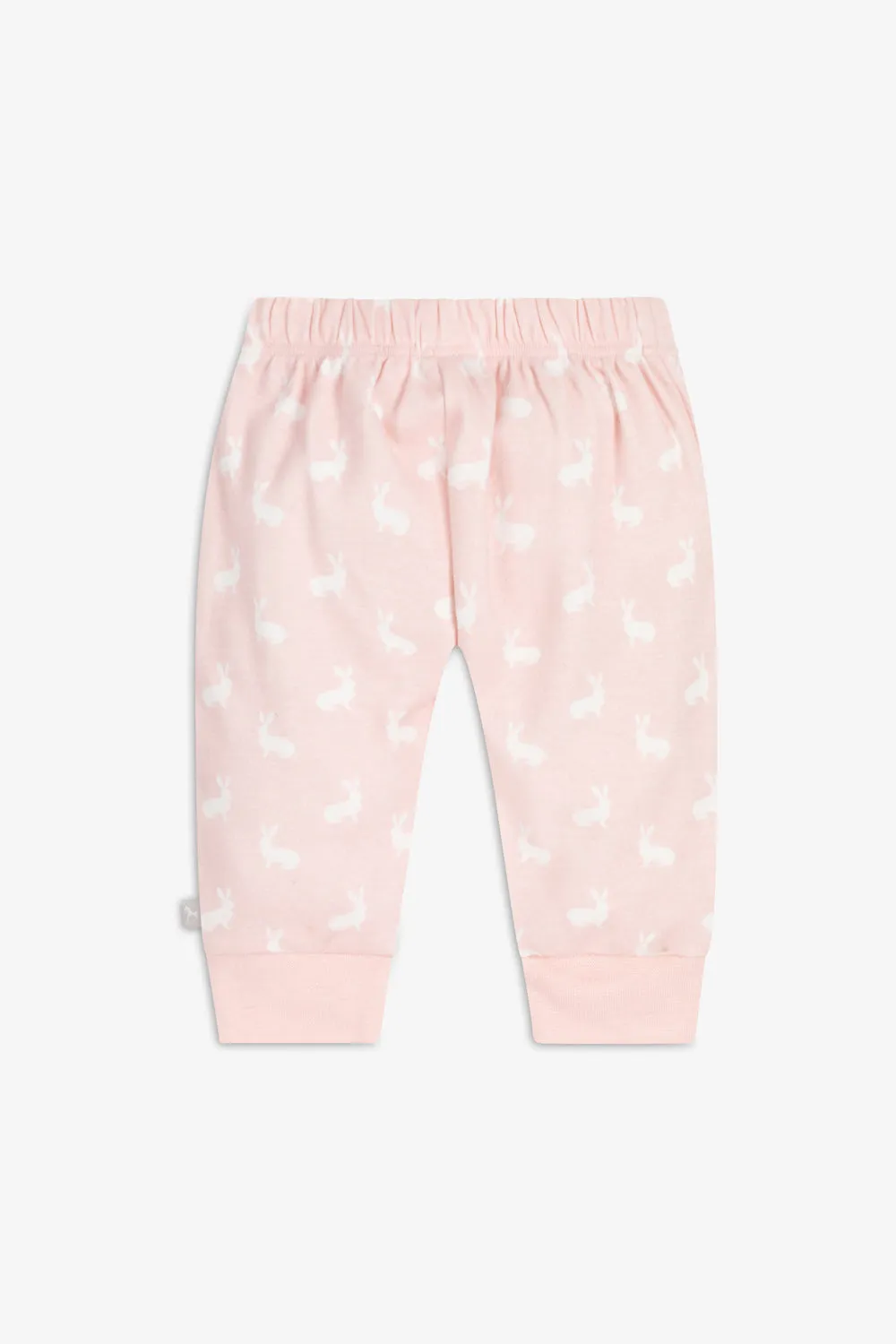 Top and Pants Set, rose pink hare print