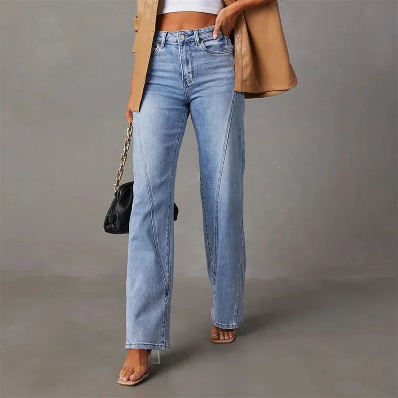 Trendy High-Waisted Wide-Leg Jeans