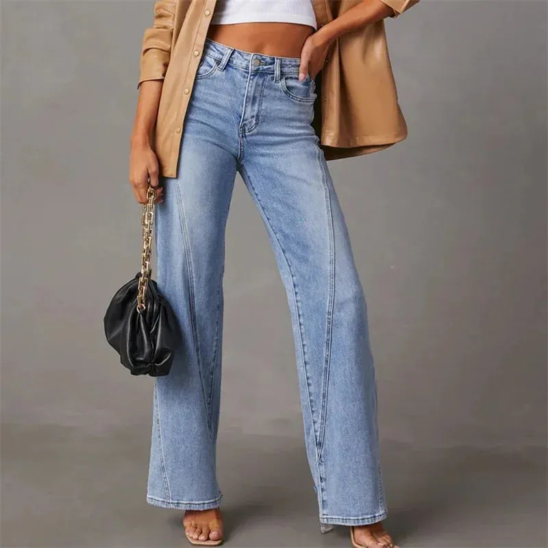 Trendy High-Waisted Wide-Leg Jeans