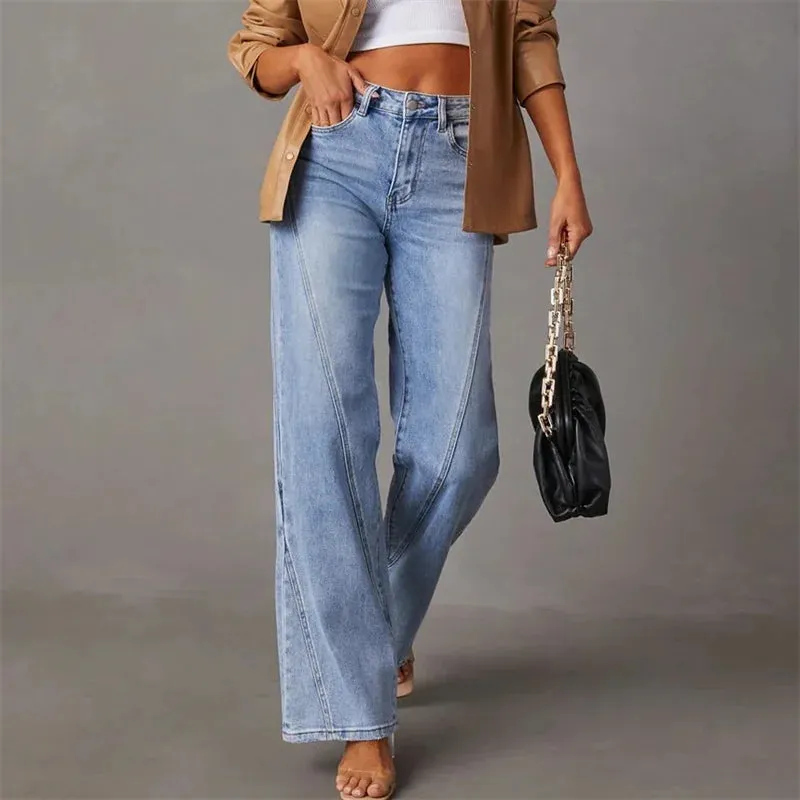 Trendy High-Waisted Wide-Leg Jeans