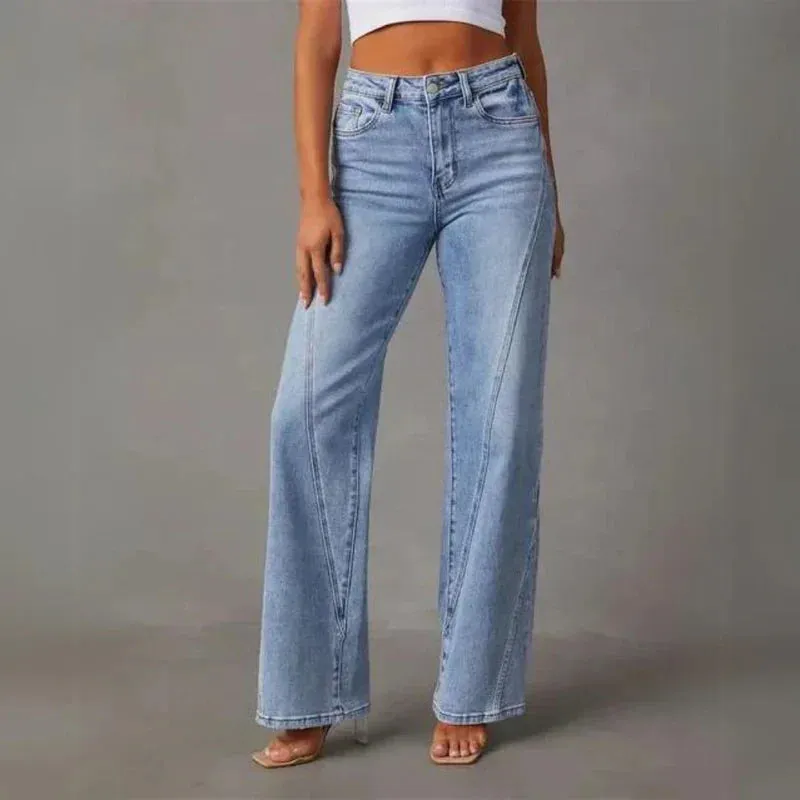 Trendy High-Waisted Wide-Leg Jeans