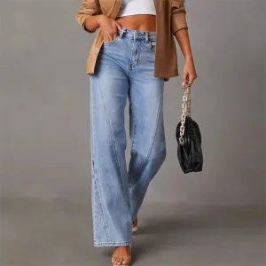 Trendy High-Waisted Wide-Leg Jeans