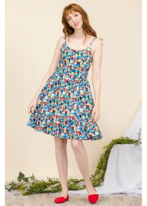 Tulip B Can Can Cats 50's Swing Dress Blue