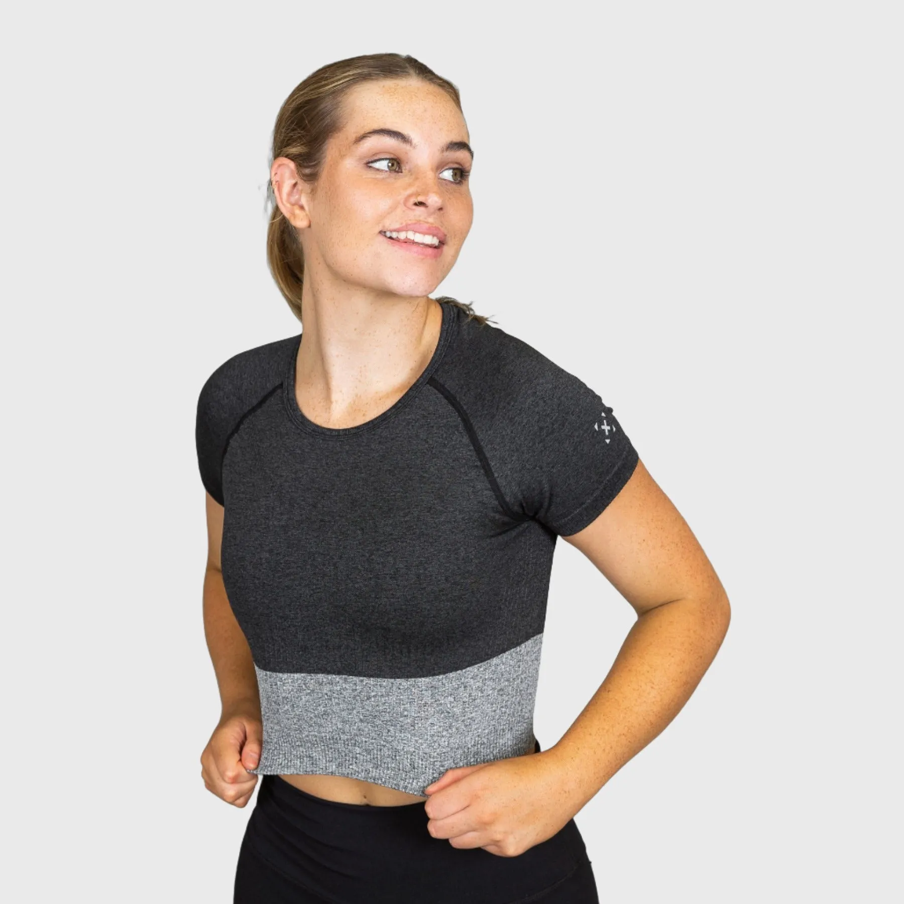 TWL - Women's Endure Seamless Crop - Black/Charcoal Marl