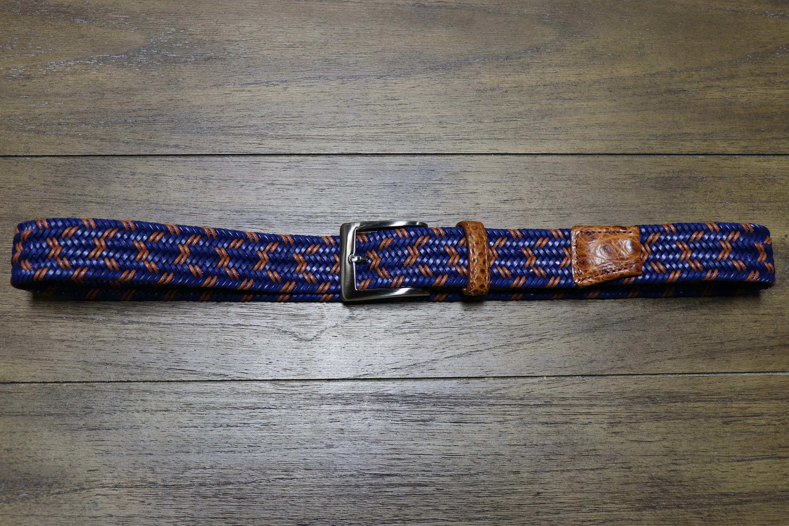 Two-Tone Leather Stretch Belt