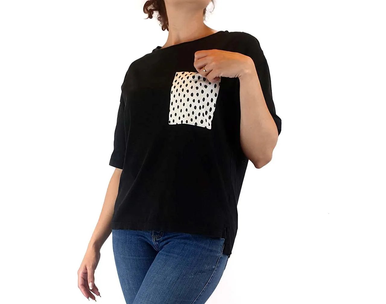 Uniqlo x Scandanavian Pattern Collection black top with cute pocket size S