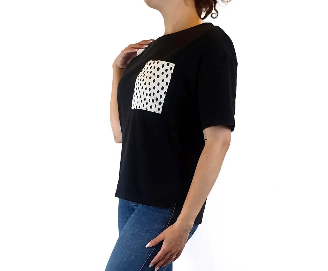 Uniqlo x Scandanavian Pattern Collection black top with cute pocket size S