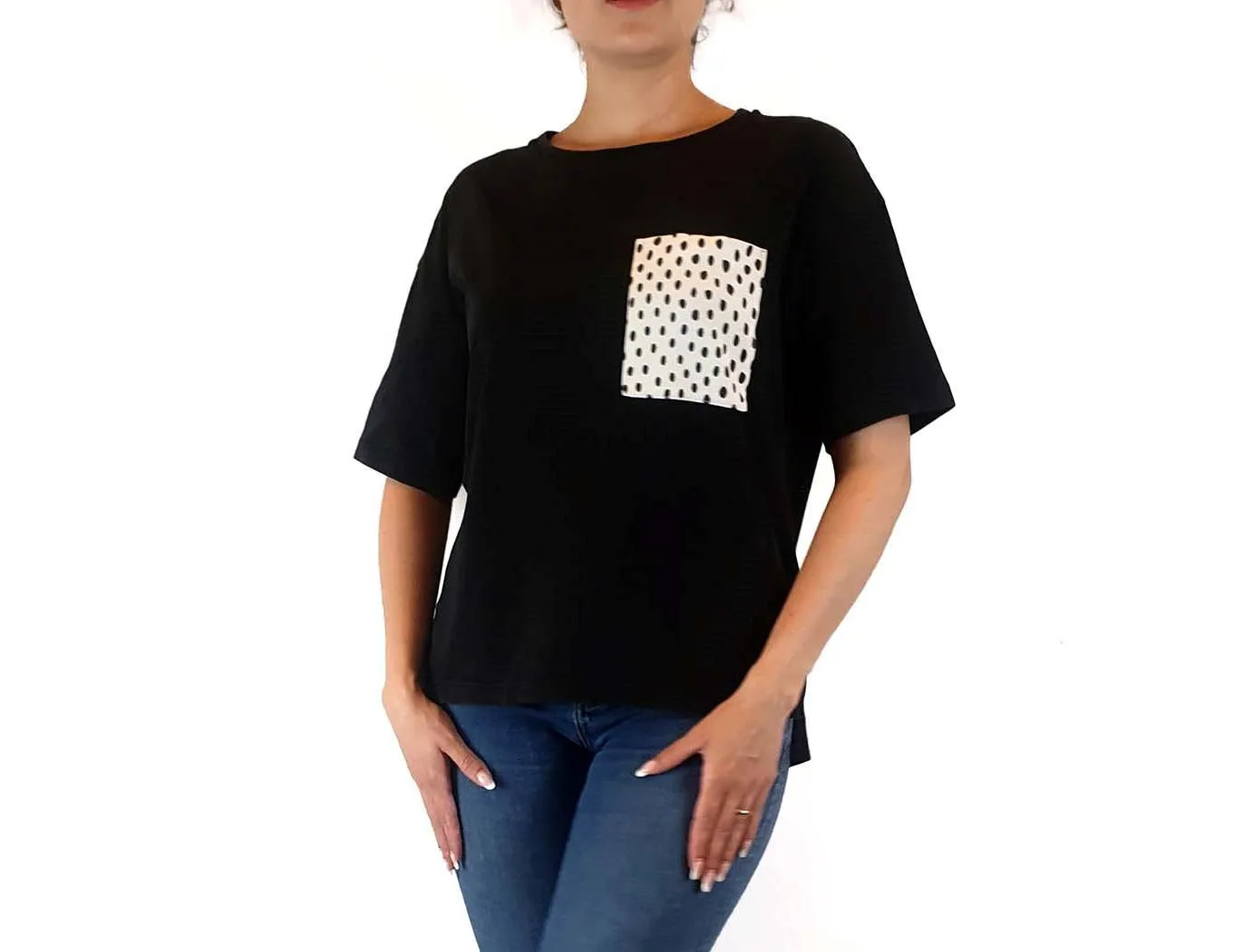 Uniqlo x Scandanavian Pattern Collection black top with cute pocket size S