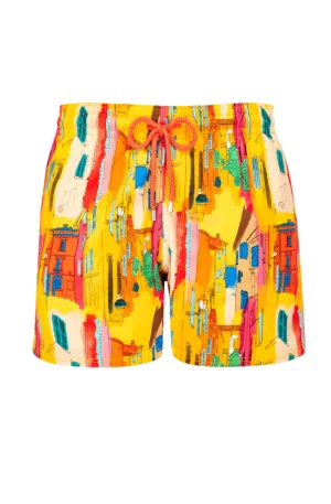 VILEBREQUIN Men Stretch Swim Trunks Sunny Streets