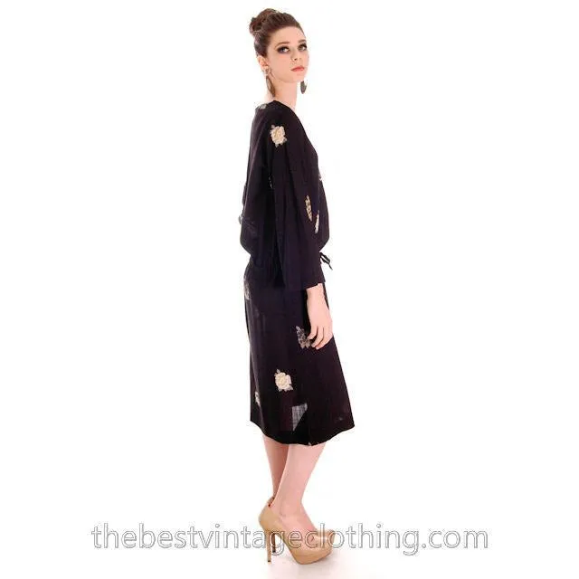 Vintage Marimekko Wool Short Dress Floral Amazing 1960s 40/12  1920s Look