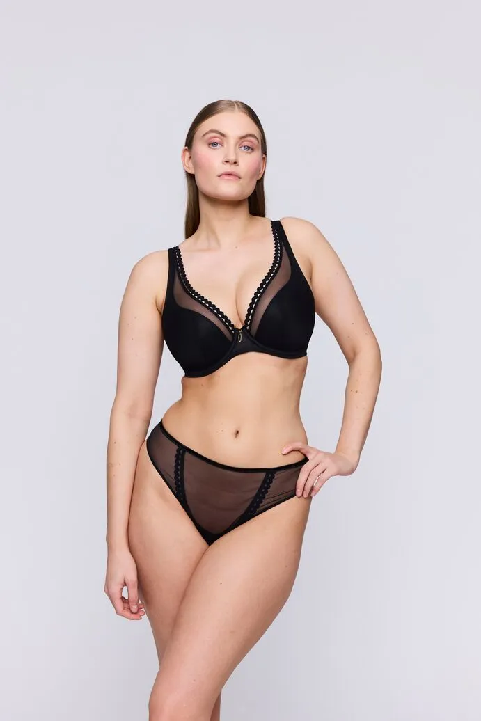 Vivgirl Half Padded Plunge Bra In Black - Prima Donna Twist