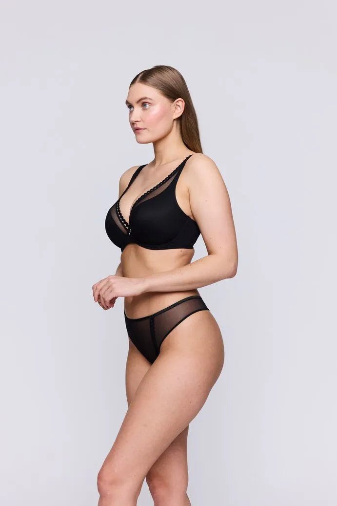 Vivgirl Half Padded Plunge Bra In Black - Prima Donna Twist