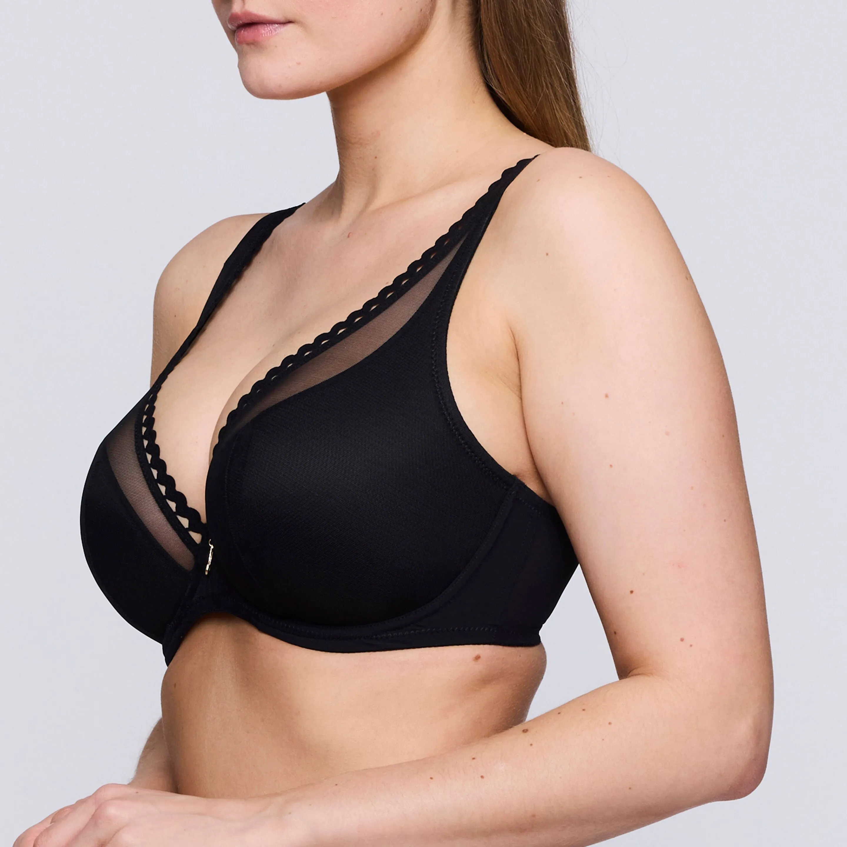 Vivgirl Half Padded Plunge Bra In Black - Prima Donna Twist