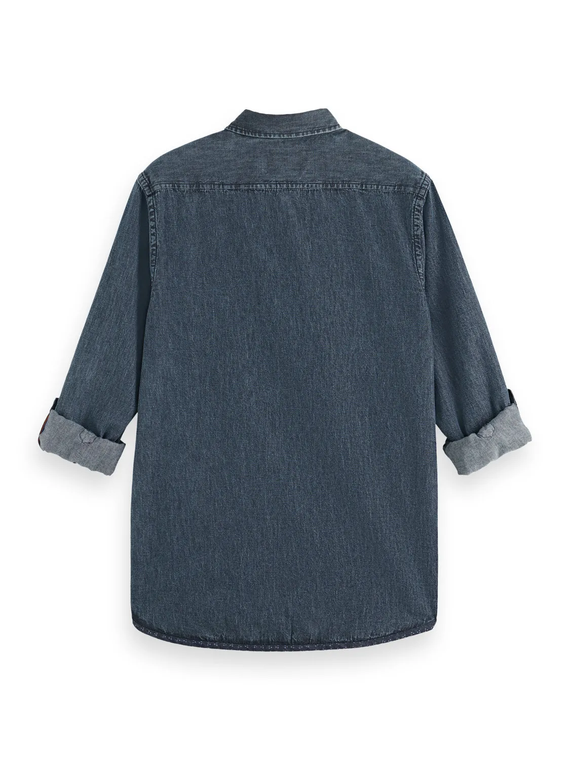 Washed Black Denim Shirt - Regular Fit with Sleeve Adjusters