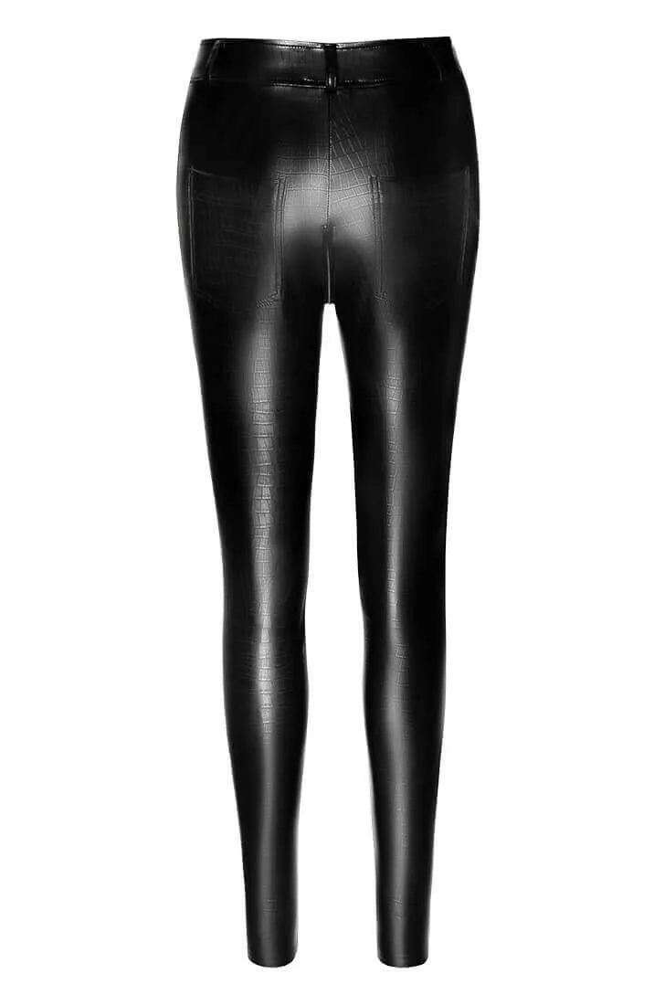 Wet look X Crocodile Pants - Lean Back