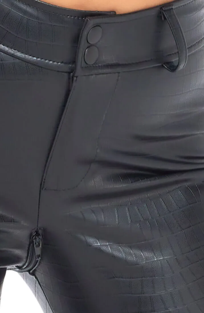 Wet look X Crocodile Pants - Lean Back