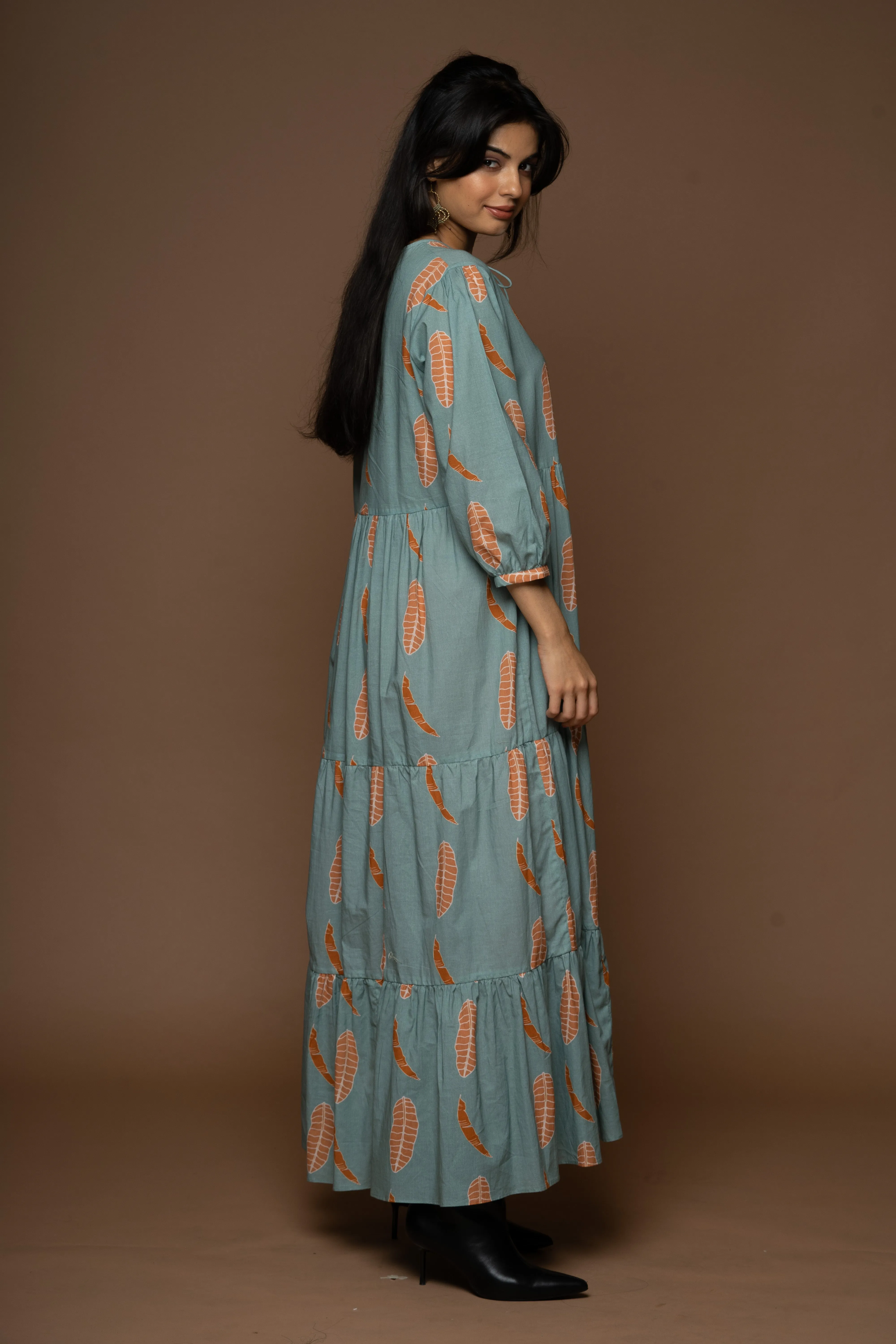 Whispering Comfort Long Maxi Dress in Belief Pattern