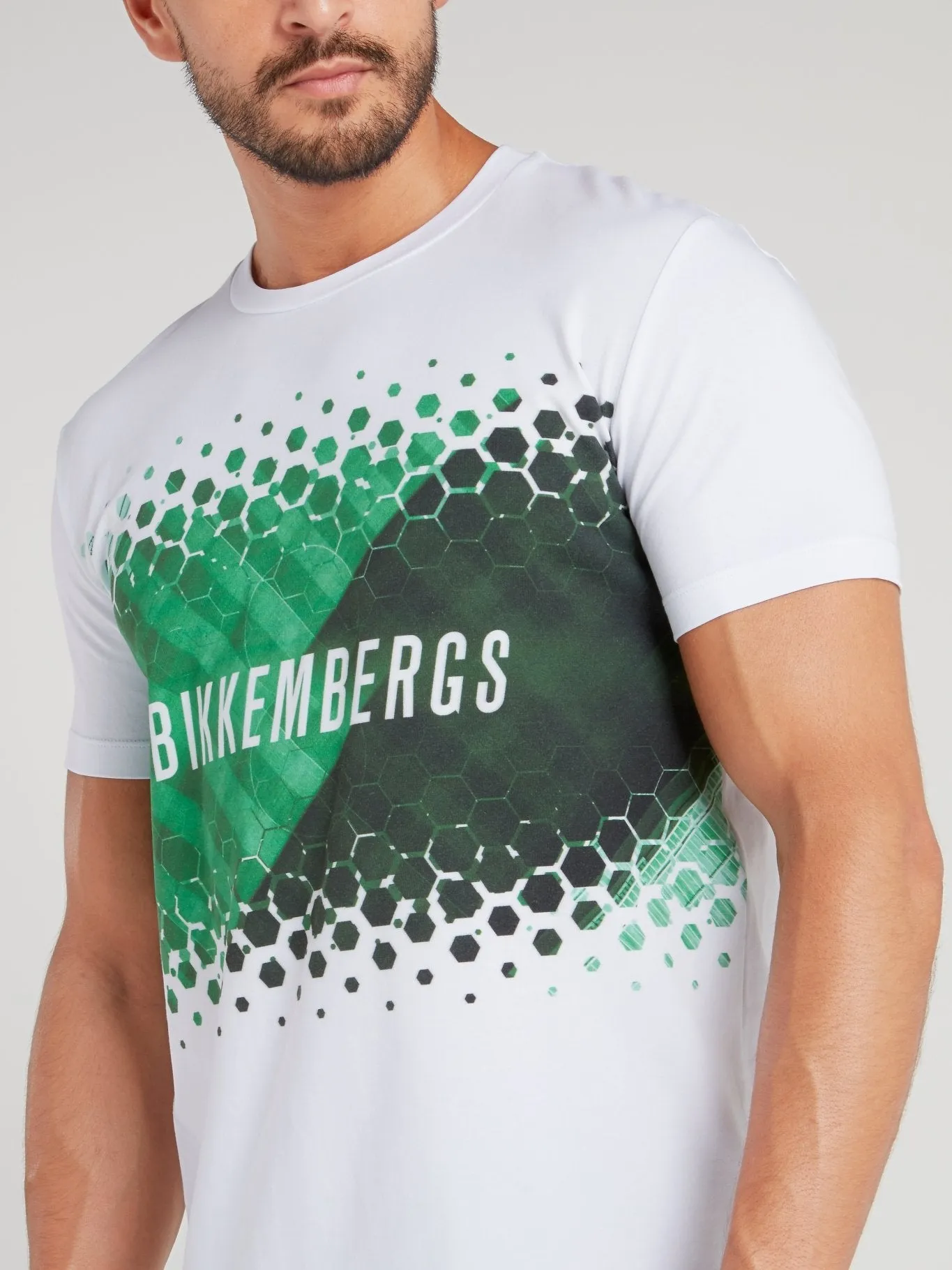 White Hexagon Print T-Shirt