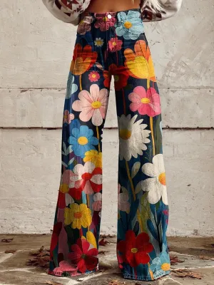 Wide-leg floral trousers: Emilia
