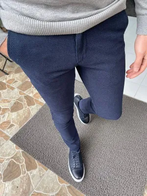 Wilson Navy Blue Slim Fit Cotton Pants for Versatile Elegance
