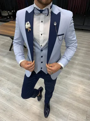 Wilson Sky Blue Slim Fit Peak Lapel Tuxedo: Perfect for Formal Occasions